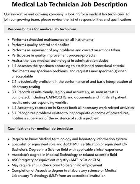 laboratory technician responsibilities